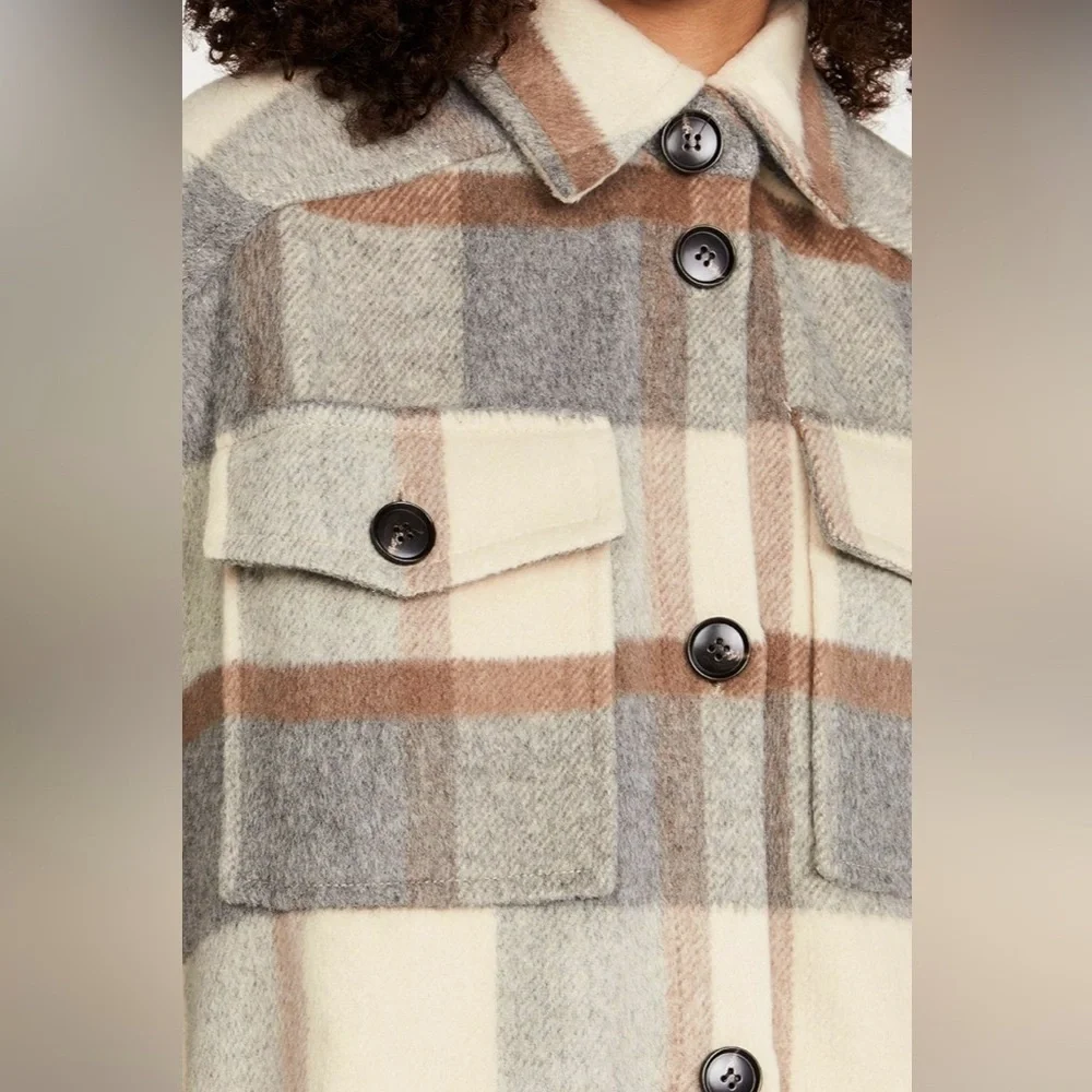 STELLA NOVA Emmy Joe Plaid Longline Coat jacket overshirt wool felt blend 10